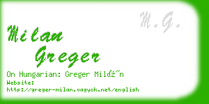 milan greger business card